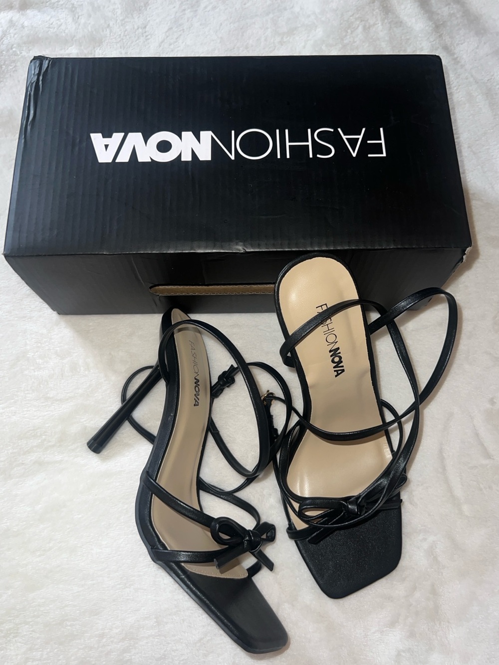 Fashion Nova Black Strappy Wrap Sandals